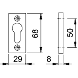 HOPPE Zylinderrosette PZ, zu Modell 117GF/22, 29 x 68, silber elox