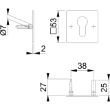 HOPPE Zylinderrosette flach mit Sttznocken eckig PZ, Edelstahl