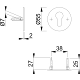 HOPPE Schlsselrosette flach mit Sttznocken rund BB, Edelstahl