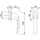 HOPPE Fenstergriff TOKYO - mit Sperrknopf, VK 7 x 32 mm, silber elox.