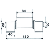 Anschweiband; offen; 3tlg. V-Lappen; Stahl blank; Stift 16 mm mit Messinring