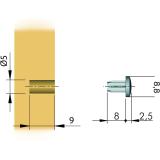 TD2 Transchlagdmpfer zum Einbohren 8,8 x 2,5, Bohrma 5x9,weich,transp.