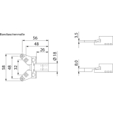 Einbohrband-Oberteil m. Zylinderkopf,  16 mm, f. Holz. Stahl vernickelt