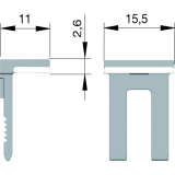 Oberteil zu Glasbodentrger KUBIC mit Gummiauflage transparent