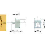 Glasbodentrger KUBIC zum Stecken, Bohr  3 mm, Zamak vernickelt grau