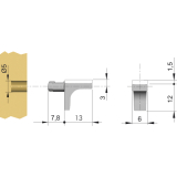 Glasbodentrger K-LINE zum Stecken, Bohr  5 mm, Zamak vernickelt