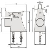 Torhalter mit Fanghaken und Puffer, Hhe 121 mm, silberfrbig