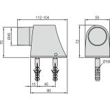 KWS Bodentrpuffer - Platte 55 x 80 mm, Hhe 70 mm, Edelstahl matt