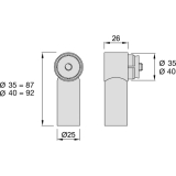KWS Endsttze RS - gerade Rundrohr, fr Holzrohr, 35mm, Edst.
