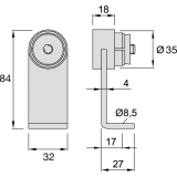 KWS Endsttze WS - gerade Rundrohr, 35mm, Edst.