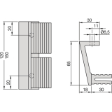 Konsole 65mm - fr Balkengriffe, Profil 120mm, Aluminium silber elox.
