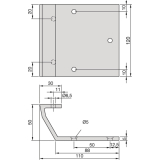 KWS Konsole I - 120mm fr bauseitige Griffplatten, Alu silber elox.