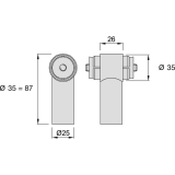 KWS Mittelsttze RS - gerade, Rundrohr, fr Auen  35mm, Edst.