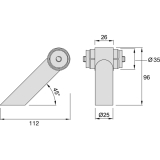 KWS Mittelsttze RS - schrg 45, Rundrohr, f. Auen  35mm, Edst.