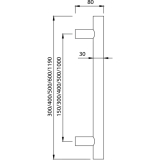 KWS Stangengriff 8179 - 400mm, LA. 300mm,  30mm, Edst. matt
