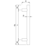 KWS Stangengriff 8179 - C - 600mm, LA. 500mm,  30mm, Edst. matt