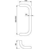 KWS Stangengriff Serie 84 - Bgel, 330mm, LA. 300mm,  30mm, Edst.