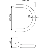KWS Stangengriff Serie 84 - Halbkreis, 380mm, LA. 350mm,  30mm, Edst.