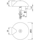 Bodentrpuffer - Bodenpl.  60 mm, Anschlagh. 17 mm, silber eloxiert