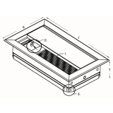 Kabeldurchgang eckig mit Staubschutzbrste, 70x70x25 mm, Aluminium eloxiert