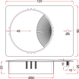 Kabeldurchgang eckig, mit Staubschutzbrste, Zamak silber RAL 9006