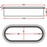 Kabeldurchgang oval, Holz, 57 x 143 mm, Eiche roh