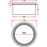 Kabeldurchgang rund, Holz, Eiche roh