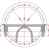 Kabeldurchgang rund, mit Staubschutzbrste, Zamak verchromt poliert