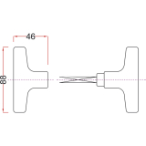 Kipptorschloss-Griffpaar, VK 9 mm, TS 40 - 50 mm, silber eloxiert