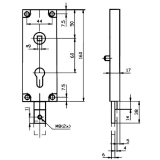 Kipptorschloss gefedert, nach unten, Kasten 60x160 mm, verzinkt