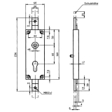 Kipptorschloss ungefedert, nach oben u. unten, Kasten 60x160 mm,verzinkt