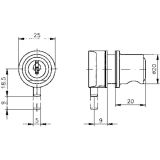 HEKNA 512 Zylinder-Glast�rschloss, Zamak poliert