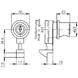 HEKNA 534 F Zylinder-Knopfschloss, Zamak verchromt poliert