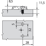 BLUM CLIP Kreuzmontageplatte, vorm. Systemschrauben, HV: Langloch, Distanz 0 mm