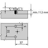 BLUM CLIP Kreuzmontageplatte, vorm. Systemschrauben, HV: Langloch, Distanz 0 mm