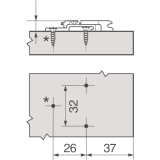 BLUM CLIP Kreuzmontageplatte, Spax-Schrauben, HV: 2-teilig, Distanz 0 mm