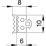 Dichtung 41AL-EPDM, fr Basisprofil Glasstrke 8 & 10 mm, Kunststoff grau