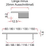 Lftungsgitter Lnge 2000 mm, Breite 100 mm, Aluminium bronze eloxiert