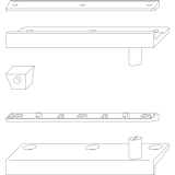 Schlie�zapfenplatte Rustico f�r L�den mit Abstand 25 mm, schwarz (14011)