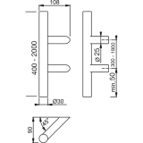 MARCHESI Stangengriff 4810 - schrg, 1500mm, LA. 1300mm,  30mm, Edst. matt