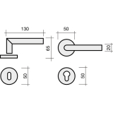 SECOTEC Drckergarnitur Modell Gehrung auf Rosette BB Edelstahl rostfrei