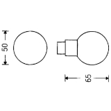 MARCHESI Knopfdrckerlochteil Kugelform,  50 mm, Messing poliert