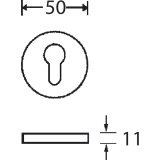 MARCHESI Schlsselrosette BB,  50 mm, Hhe 11 mm, Edelstahl matt