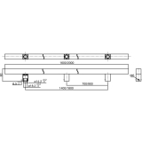 MARCHESI Stangengriff 4820 - 1600mm, LA. 1400mm, 25 x 25mm, Edst. rostfrei