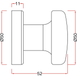 MARCHESI Trknopf Flachform - auf Ros. 50, fest drehbar, 50x11, Edst. matt