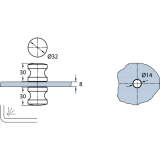 Duschtrknopf DTKL 10, beidseitig, 32 mm, Messing verchromt poliert