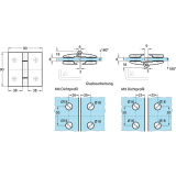 Duschtrband Bella, 180 Glas-Glas, beidseitig, Messing verchromt poliert