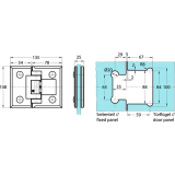 Pendelt�rbeschlag Chalet-PT Glas-Glas m. Feststell. 90�, Edelstahl-Effekt
