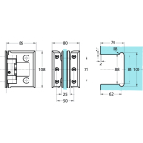 Pendelt�rbeschlag Chalet-PT Glas-Wand m. Feststell. 90�, Edelstahl-Effekt