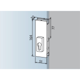Mittelschloss US 20, PZ- vorgerichtet, Glasstrke 10 mm, Edelstahl (03.215)